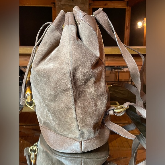 Gucci suede bamboo backpack - Picture 2 of 15